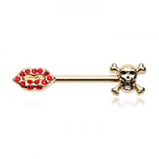 Golden Kiss of Death Nipple Barbell Ring