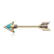 Golden Follow Your Own Arrow Nipple Barbell Ring
