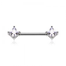 Princess Cut Square Gem Nipple Barbell Ring