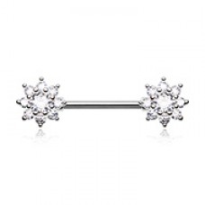 Cubic Flower Gem Nipple Barbell Ring