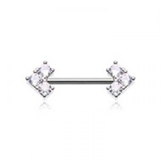 Cubic Elegant Tripple Gem Nipple Barbell Ring