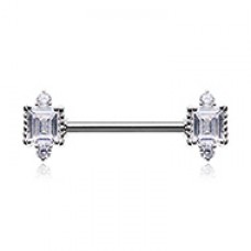 Mirror Mirror On the Wall Gem Nipple Barbell Ring