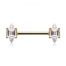 Golden Mirror Mirror On the Wall Gem Nipple Barbell Ring