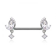 Leafy Dangle Gem Nipple Barbell Ring