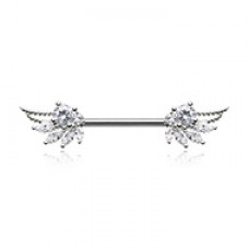 Angelic Wings Gem Nipple Barbell Ring