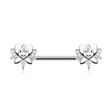 Blooming Lotus Gem Nipple Barbell Ring