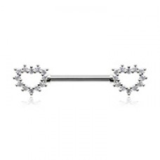 Heart Outline Gem Nipple Barbell Ring