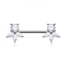 Cubic Elegant Gem Setting Nipple Barbell Ring