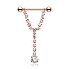 Rose Gold Chandelier Gems Nipple Barbell Ring