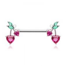 Cherries Cherry Heart Drop Nipple Barbell Ring