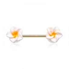 Kawaii Springtime Plumeria Flower Nipple Barbell Ring