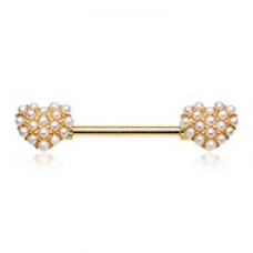 Golden Dainty Pearl Heart Nipple Barbell Ring