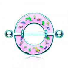 Pink Frosted Sprinkled Donut Nipple Shield Ring