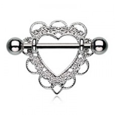 Heart Filigree Nipple Shield Ring