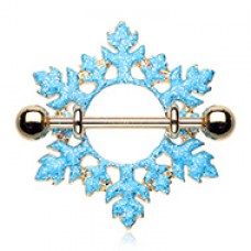Golden Glam Snowflake Nipple Shield Ring
