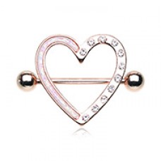 Rose Gold Opal Heart Nipple Shield Ring