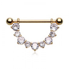 Golden Elegant Gem Drop Dangle Nipple Shield Ring