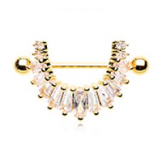 Golden Tile Gem Drop Dangle Nipple Shield Ring