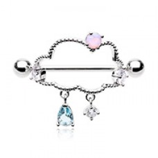 Only Happy when it Rains Gem Drop Dangle Nipple Shield Ring