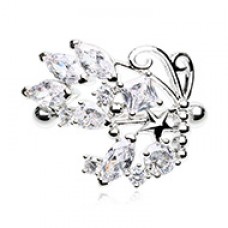Super Bling Butterfly Gem Drop Dangle Nipple Shield Ring