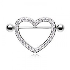 Dazzling Multi Gem Heart Nipple Shield Ring