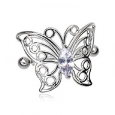 Butterfly Outline CZ Nipple Shield Ring