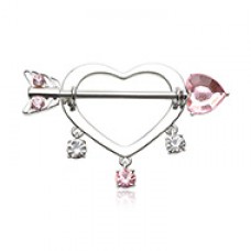 Cupid's Arrow Through my Heart Dangle Nipple Shield Ring