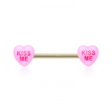 Valentine's Candy Heart Kiss Me Nipple Barbell Ring
