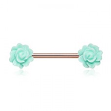 Rose Gold Acrylic Rose Nipple Barbell Ring