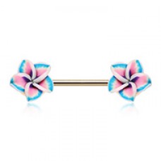 Hawaiian Plumeria Flower Nipple Barbell Ring