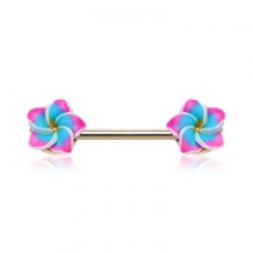 Tropical Plumeria Flower Nipple Barbell Ring