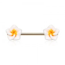 Springtime Plumeria Flower Nipple Barbell Ring