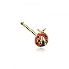 Golden Dainty Ladybug Nose Stud Ring