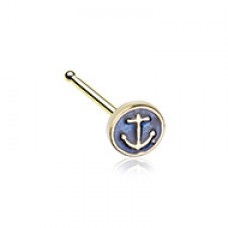 Golden Anchor Inlay Nose Stud Ring