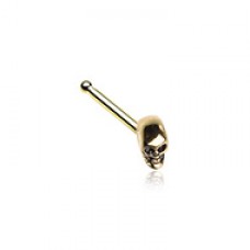 Golden 3D Skull Head Nose Stud Ring