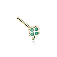 Golden Feeling Lucky Shamrock Clover Nose Stud