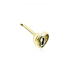 Golden Antique Heart Lock Nose Stud Ring