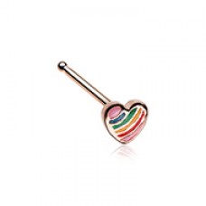 Rose Gold Power of Love Rainbow Heart Nose Stud Ring