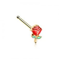 Golden Enchanted Rose Nose Stud Ring