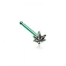 Yes we Cannabis Pot Leaf  Nose Stud Ring