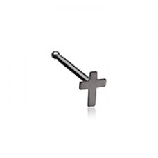 Black Dainty Cross Icon Nose Stud Ring