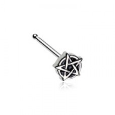 Steel Black Gothic Pentagram Nose Stud Ring