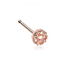 Rose Gold Illuminating Lotus Ornate Nose Stud Ring