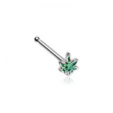 Royal Highness Glitter Cannabis Pot Leaf  Nose Stud Ring
