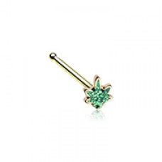 Golden Royal Highness Glitter Cannabis Pot Leaf Nose Stud Ring