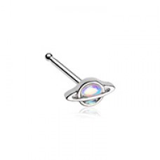 Illuminating Moonstone Saturn Planet Nose Stud Ring