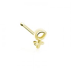 Golden Female Gender Sign Nose Stud Ring