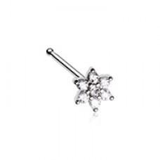 Classic Cubic Flower Prong Set Gem Nose Stud Ring