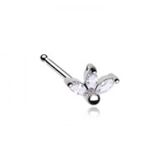Cubic Lotus Flower Prong Set Gem Nose Stud Ring