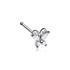 Cubic Butterfly Prong Set Gem Nose Stud Ring